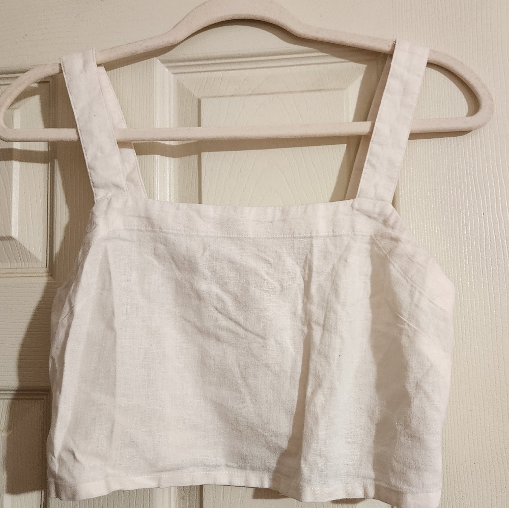 Elegant White Linen Crop Top